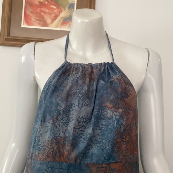 Size Large “One of a Kind” Halter Top Teal Maxi Sun Dress - Picture 3 of 7